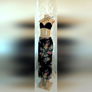 Liz Claiborne Black Floral Maxi Skirt 18W/1X